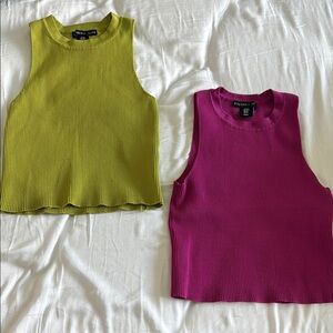 Sincerely Jules Ribbed Crop Tops - Lime and Magenta